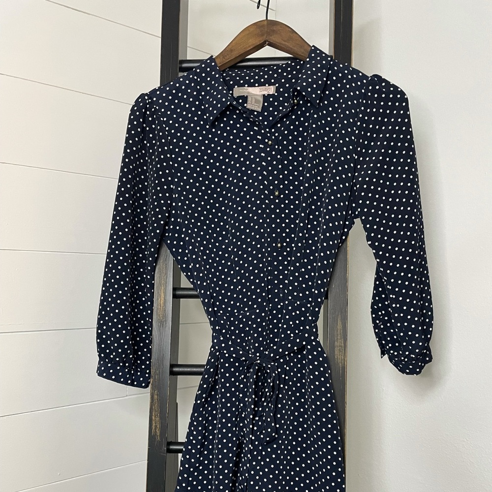 Navy Polkadot Dress